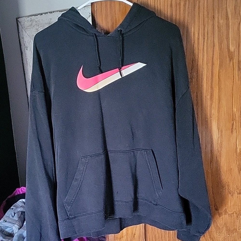 Nike Black Hoodie with Pink Swoosh